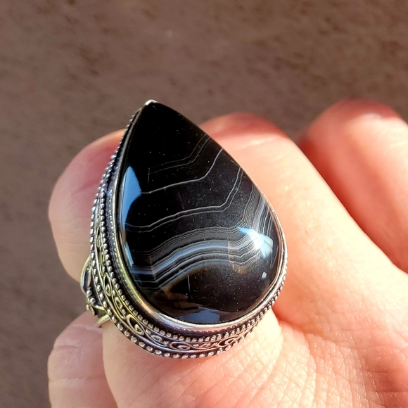 New Botswana Agate 925 Silver Ring. - Picture 4 of 11